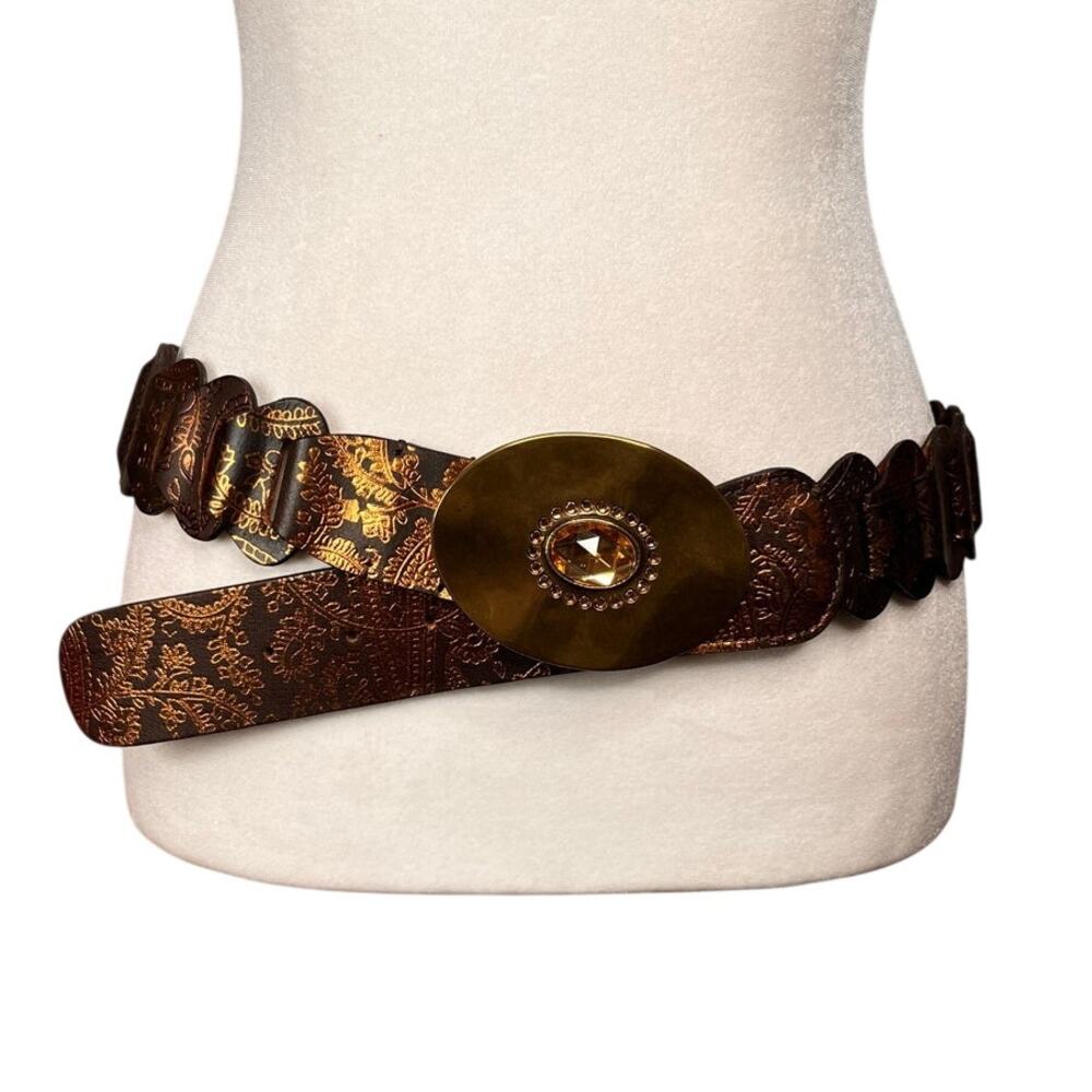 Vintage  Y2k Boho Belt Bronze Metallic design Chico Belt 42 1/2